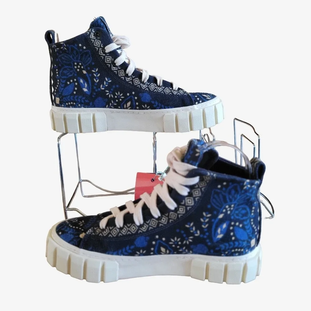 Farm Rio Black Macaw Forest Flatform Sneaker High Top Platform Shoe SZ 6.5‎